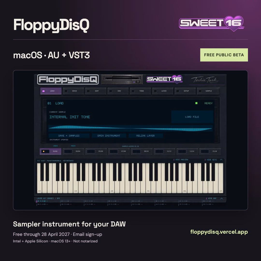 FloppyDisQ: Free Sampler Plugin for macOS and Android
