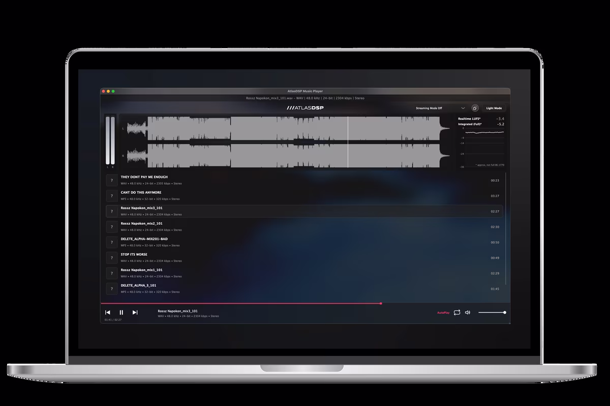 Free Audio Player for Producers 2026 – AtlasDSP Music Player v1.0.0