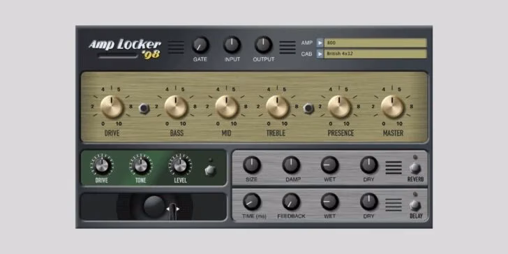 Amp Locker 98 plugin GUI with retro Windows 98 theme