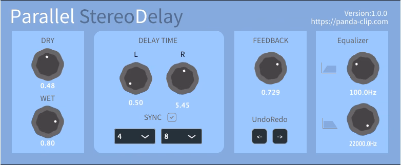 ParallelStereoDelay interface screenshot
