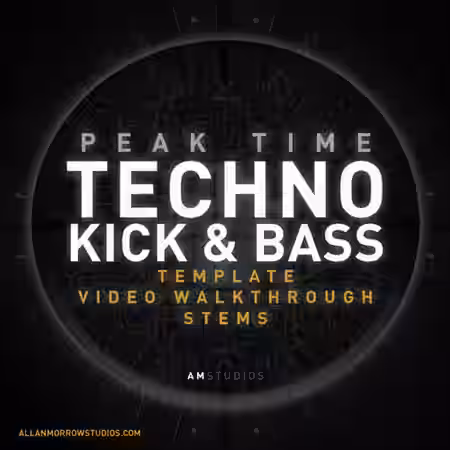 Allan Morrow AM Studios Peak Time Techno Kick & Bass [Ableton Template, Walkthrough Video & Stems] - Sample Pack Artwork