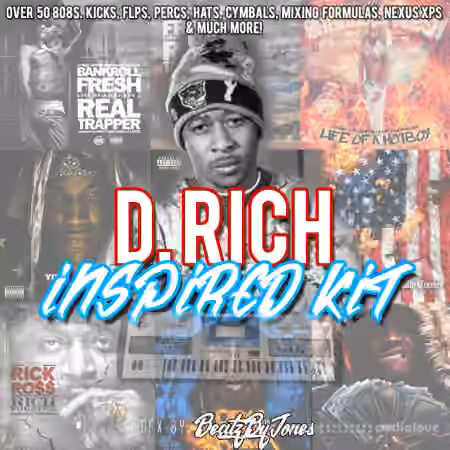 BeatzByJones D.Rich Inspired Kit + FLP's Included [WAV, DAW Templates] - Sample Pack Artwork