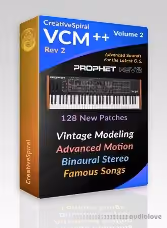 Creative Spiral Voice Component Modeling (VCM) Patch Bank Volume 2 Prophet Rev 2 [Synth Presets] - Sample Pack Artwork
