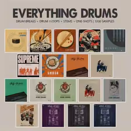 Retro Loops Everything Drums (One-Shots and Drum Breaks) [WAV] - Sample Pack Artwork