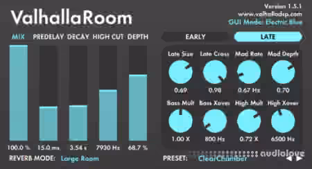 Valhalla DSP ValhallaRoom v1.5.1 / v1.6.3 [WiN, MacOSX] - Sample Pack Artwork