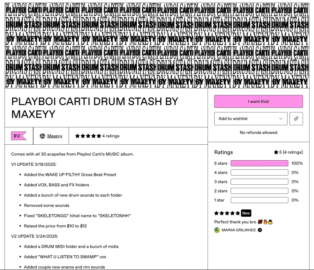 MAXEYY | PLAYBOI CARTI DRUM STASH 1 MAXEYY PLAYBOI CARTI DRUM STASH