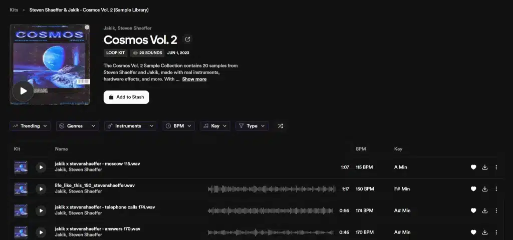 STEVEN SHAEFFER, JAKIK | COSMOS VOL. 2 1 COSMOS Vol. 2 Sample Library – 20 Real Instrument Samples by Steven Shaeffer & Jakik (Inspired by Travis Scott, Gunna, Drake)