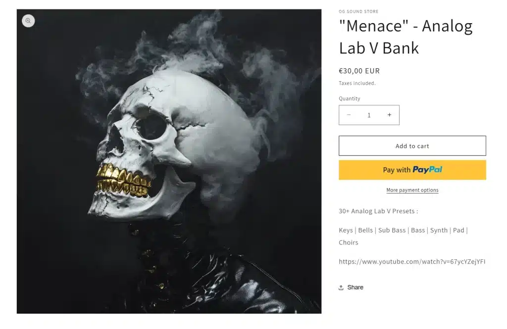 ogsoundaudio | Menace Analog Lab V Bank 1 OG Sound Store "Menace" - Analog Lab V BankOG Sound Store "Menace" - Analog Lab V Bank