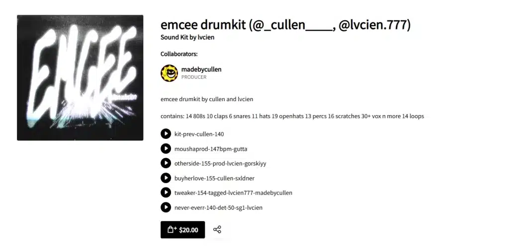 cullen, lvcien.777 | emcee drumkit 1 Emcee Drumkit โ Raw Hip-Hop Drums, Scratches & Loops by Cullen & Lvcien.777